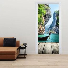 Fototapet pentru ușă - Barcă pe plajă (95x205cm)