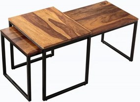 Set de 2 masute design industrial Elements Long Sheesham