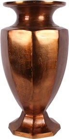Vază din aluminiu, arămie, octogonală, cu gură evazată, finisaj antichizat, 59 x 31 cm, „Étrusque”