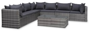 44157 vidaXL Set mobilier de grădină cu perne, 8 piese, gri, poliratan