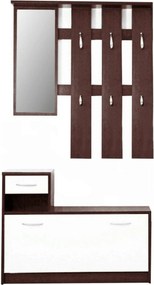 Set hol MECKI, wenge/alb, DTD laminat, format din cuier, oglinda si pa