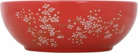 vidaXL Lavoar de blat, alb și roșu, rotund, Φ41x14 cm, ceramică