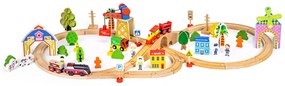 Set de trenuri din lemn 74 buc