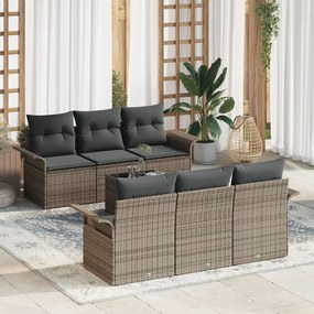 vidaXL Set de canapele pentru grădină 7 pcs Gri Rattan poli