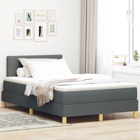 vidaXL Pat cu arcuri și saltea gri închis 120x190 cm țesătură