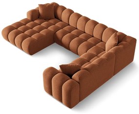 Colțar teracotă cu tapițerie din chenille (cu colț pe partea dreaptă/în formă de "U") Treno – Cosmopolitan Design