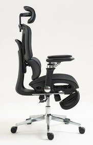 RESIGILAT- METACHAIR DORO Scaun ergonomic, cotiere 6D, suport lombar dinamic, spătar reglabil înălțime, tetieră 2D, suport picioare, mecanism multifunctional inclinare/blocare, pivotant, Mesh, Negru