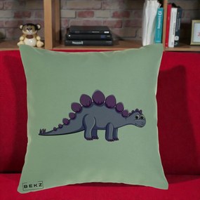 Perna Personalizata Stegozaur Mov, 40x40 cm, Verde, Husa Detasabila, Perna Inclusa, BEKZ®