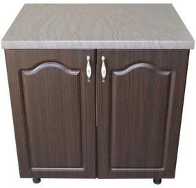 Masca pentru chiuveta cu 2 usi 80 cm Zebra, wenge/MDF Wenge Mustata, cu blat Beton, 80 x 85 x 60 cm
