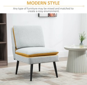 HOMCOM Fotoliu de design tapitat cu picioare de otel, fotoliu modern din material gri si galben, 58x75x85cm | AOSOM RO