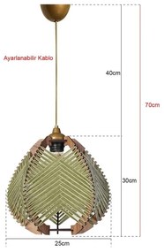 Lustră verde/în culoare naturală cu abajur textil ø 25 cm – Opviq lights