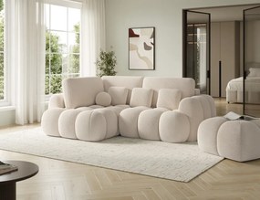 Puf Tapitat Covio 85x85x52 cm, Beige Velvet – Calmora 18