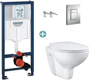 Set rezervor Grohe Rapid SL cu clapeta Skate Cosmopolitan si vas wc Grohe Bau Ceramic Rimless capac soft close