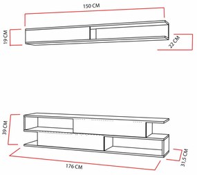 Ansamblu Comoda TV Sims, Tec / Alb