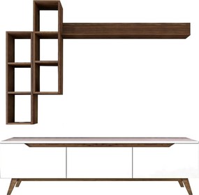 Mobilier living 893RAN1239, alb/nuc, PAL melaminat, 4 piese