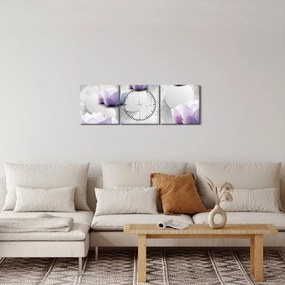 Tablou cu flori (cu ceas) (90x30 cm)