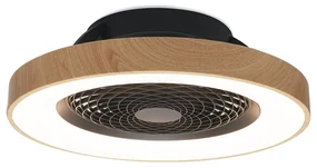 Lustra LED Smart cu Ventilator si telecomanda TIBET negru/lemn