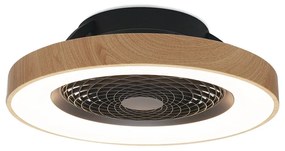 Lustra LED Smart cu Ventilator si telecomanda TIBET negru/lemn
