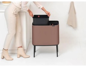 Coș Brabantia Bo Touch 1008856, 11+23 l, Deschidere lină și silențioasă, Deschidere mare, Finisaj satinat, Maro