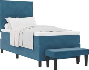 vidaXL Pat cu arcuri cu saltea Albastru închis 100 x 200 cm Catifea