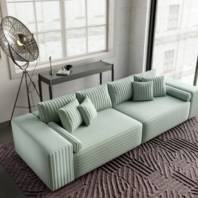 Canapea extensibilă dumonde cu ladă de depozitare si sezut confortabil din spuma high-density, Marbela Ambience Mint XXL 295x100 cm