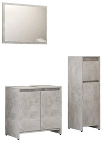 Set mobilier de baie, 3 piece, gri beton, PAL Gri beton, 1