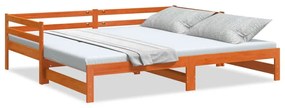 847159 vidaXL Pat de zi cu extensie, maro ceruit, 90x200cm, lemn masiv de pin