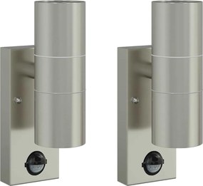 vidaXL Lumină de perete pentru exterior 2 pcs Argintiu 7 x 10 x 22 cm