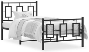 vidaXL Cadru pat metalic cu tăblii de cap/picioare, negru, 90x190 cm