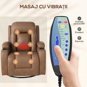 HOMCOM Fotoliu de Masaj cu Încălzire, Înclinare la 150°, 8 Puncte de Masaj și Telecomandă, 85x94x104 cm, Negru | Aosom Romania
