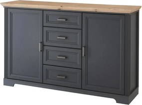 Comoda JASMIN, gri grafit/stejar artisan, PAL, cu 2 usi si 4 sertare,
