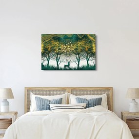 Tablou - Căprioare în pădurea verde (90x60 cm)