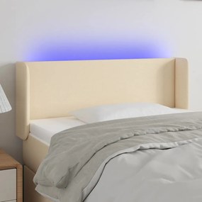 Tablie de pat cu LED, crem, 83x16x78 88 cm, textil 1, Crem, 83 x 16 x 78 88 cm