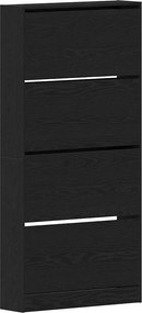 vidaXL Dulap pentru pantofi cu raft Stejar Negru 80 x 21 x 163,5 cm