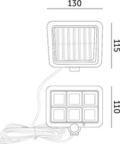 Proiector LED solar cu senzor LED/1,5W/3,7V 6000K IP44 1200 mAh