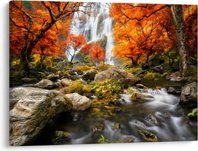 Tablou - Cascade în pădurea portocalie (70x50 cm)