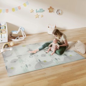 AIYAPLAY Covor de joacă pliabil și reversibil pentru bebeluși, saltea din spumă groasă, 200 x 150 x 1,5 cm, multicolor | Aosom Romania