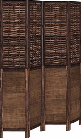 vidaXL Paravan cameră 4 panouri, maro închis, lemn masiv paulownia