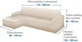 Gaico Huse bielastice CRISTINA smântână canapea cu otoman stânga (l. 170 - 300 cm)