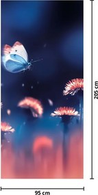 Fototapet pentru ușă - Păpădii cu fluture albastru (95x205cm)