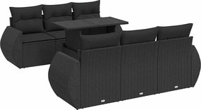 vidaXL Set canapele de grădină cu perne, 7 piese, negru, poliratan