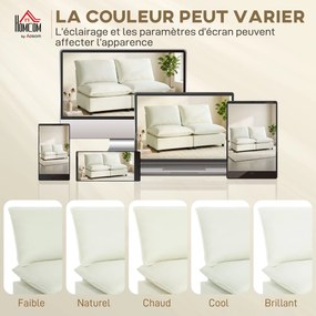 HOMCOM Canapea 2 locuri modulară, canapea de living modernă 146 cm fără brațe cu șezut larg, perne groase, crem | Aosom Romania