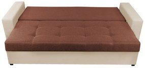 Canapea extensibila, Toledo, 226x90x86 cm, lada de depozitare, Crem/Maro