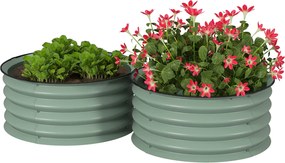 Outsunny Set de 2 ghivece verzinkte, Ø60 x 30H cm ghivece pentru flori cu bază deschisă pentru diverse plante, Grün | Aosom Romania