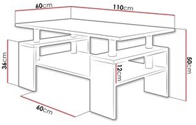 Măsuță de cafea CUBE 50x110 cm stejar sonoma