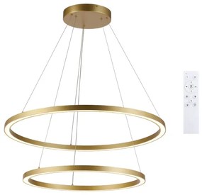 Brilagi - Lustră LED reglabilă pe cablu PORTOFINO, 98W, 230V, Ø 80 cm, auriu + telecomandă