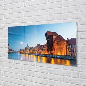 Tablouri acrilice Râul noapte oraș vechi Gdańsk