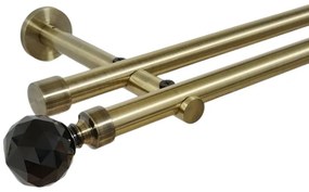 Galerie dubla picior universal fara inele prindere perete kula crystal negru 19/19 mm aur antic (Alege marime: 280 cm)