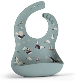 Baveta din silicon cu buzunar, ajustabila, Magic Sea Animals