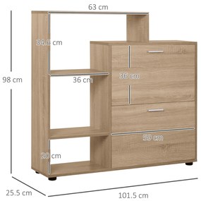 HOMCOM Dulap Pantofi Design Modern 20 Perechi pentru Hol in Lemn 101,5 x 25,5 x 98 cm | Aosom Romania